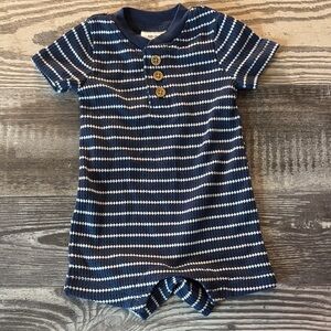 Okie Dokie Navy and White Baby Romper